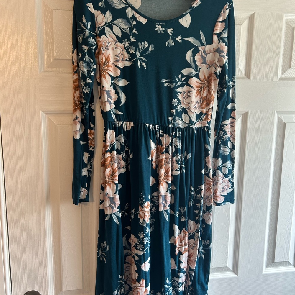 Pinkblush Pink Orange Blue Maternity Long Sleeve Dress